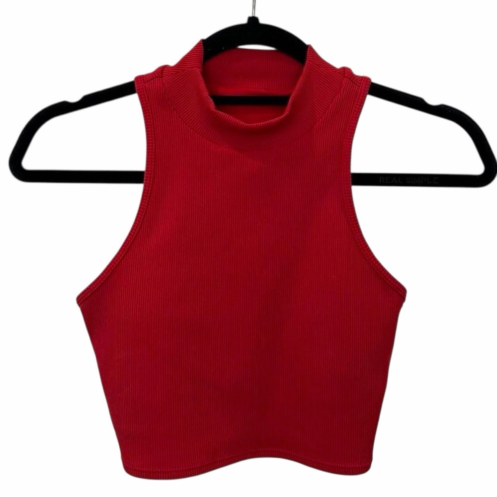 ALO Yoga Red Mock Neck Crop Top Small
